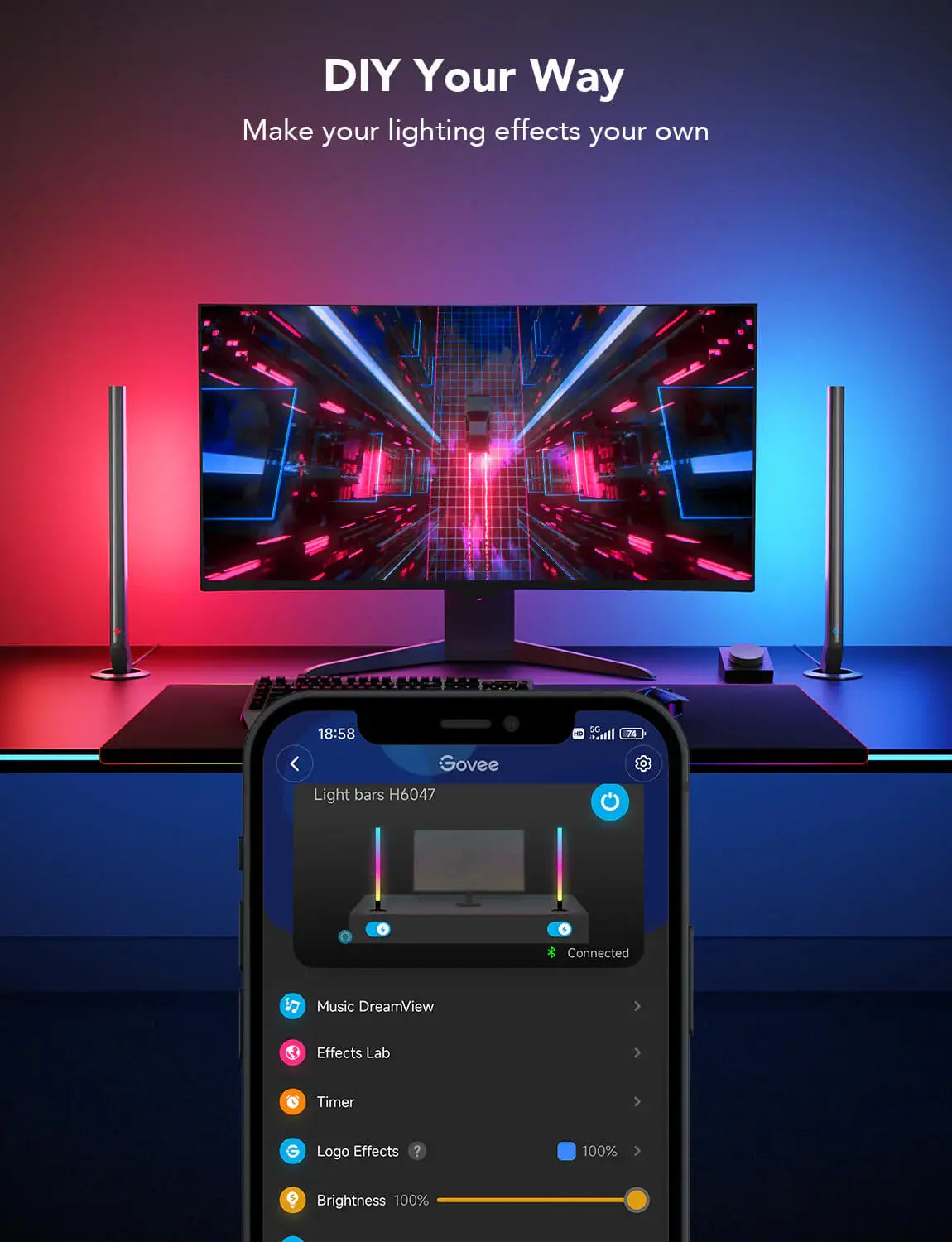 Barres LED Gaming RGBIC Wi-FI - Govee
