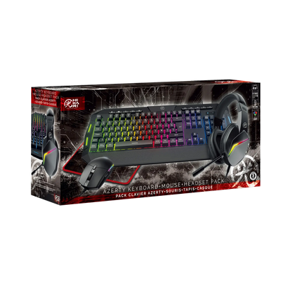 Pack RGB 4en1 pour PC : Clavier + Souris + Tapis de souris + Casque