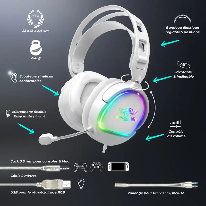 Casque Gamer PRO-H6 Artic